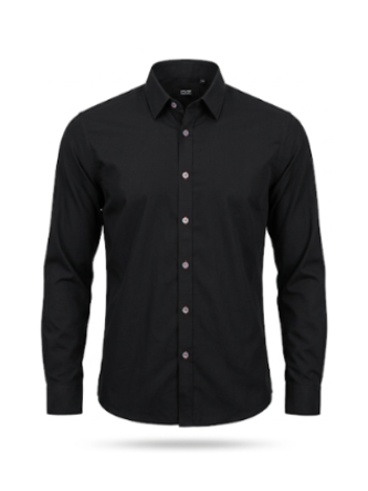 Camisa Manga Larga  para Hombre en Popelina Negro