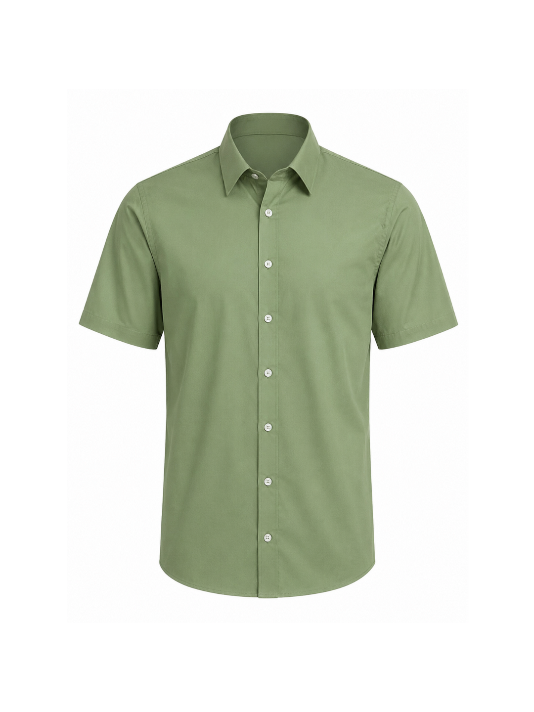 Camisa Manga Corta para Hombre en Popelina Verde Militar