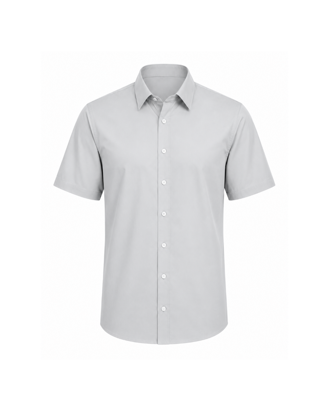 Camisa Manga Corta para Hombre en Popelina Gris Claro