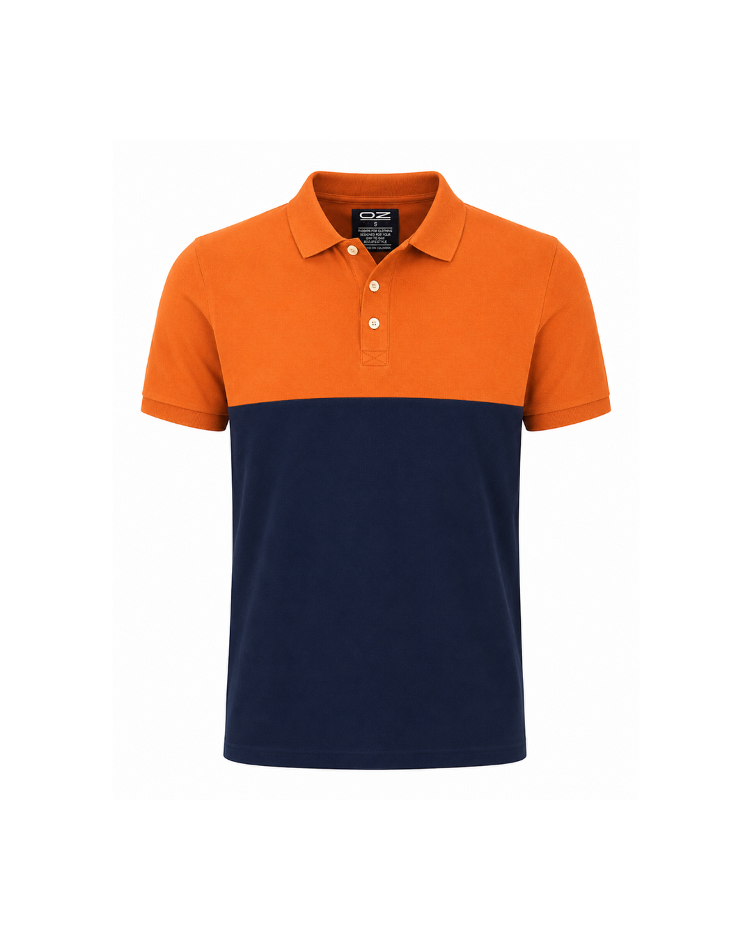 Polo Bicolor Naranja y Azul Marino