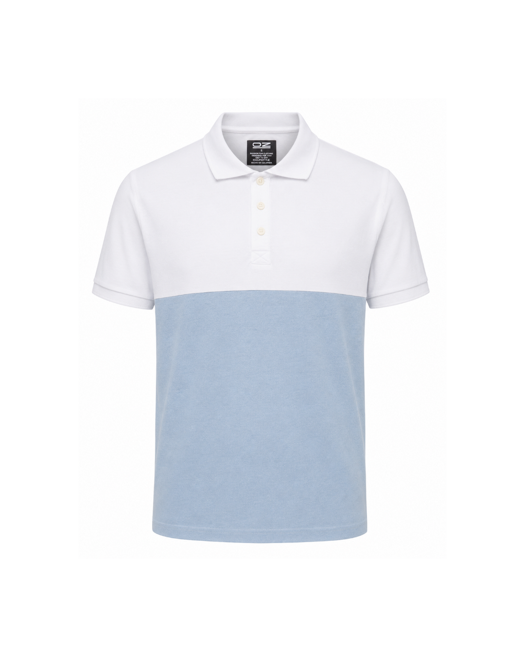 Polo Bicolor Blanco y Azul Claro