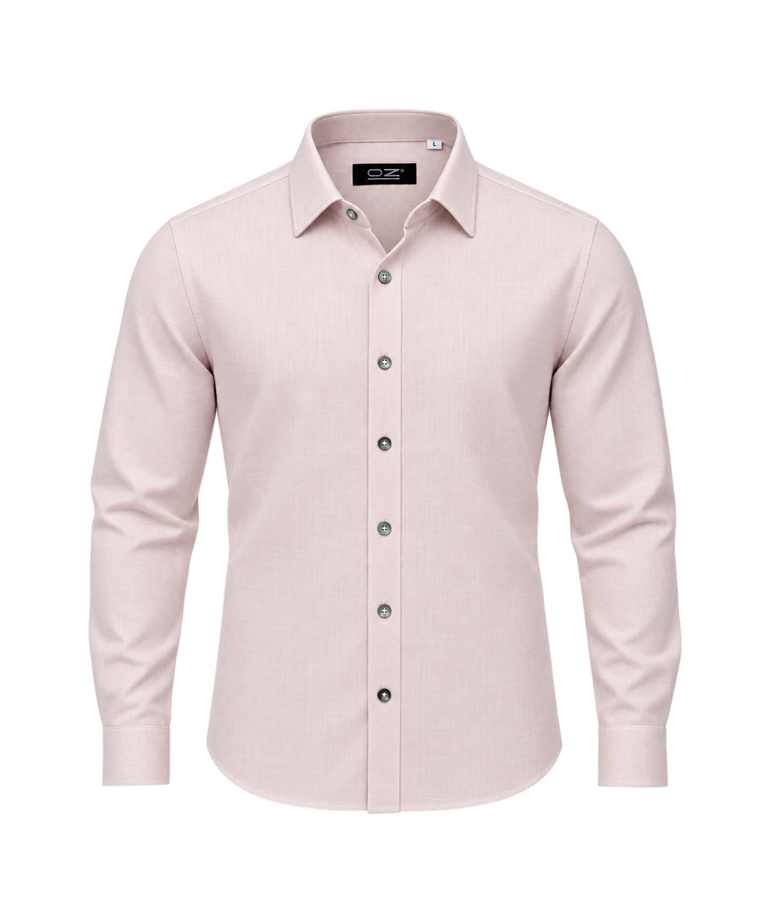Camisa Lino Manga Larga Rosa Pastel