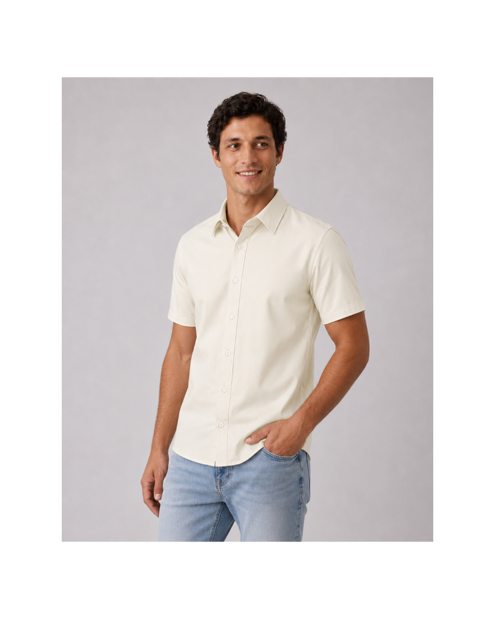 Camisa Manga Corta para Hombre en Popelina Arena