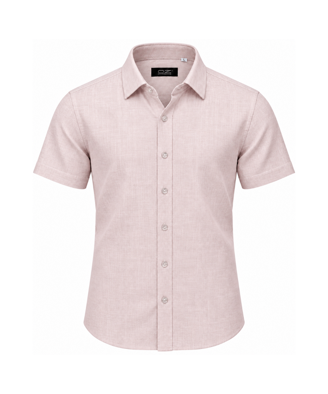 Camisa Lino Manga Corta Rosa Pastel