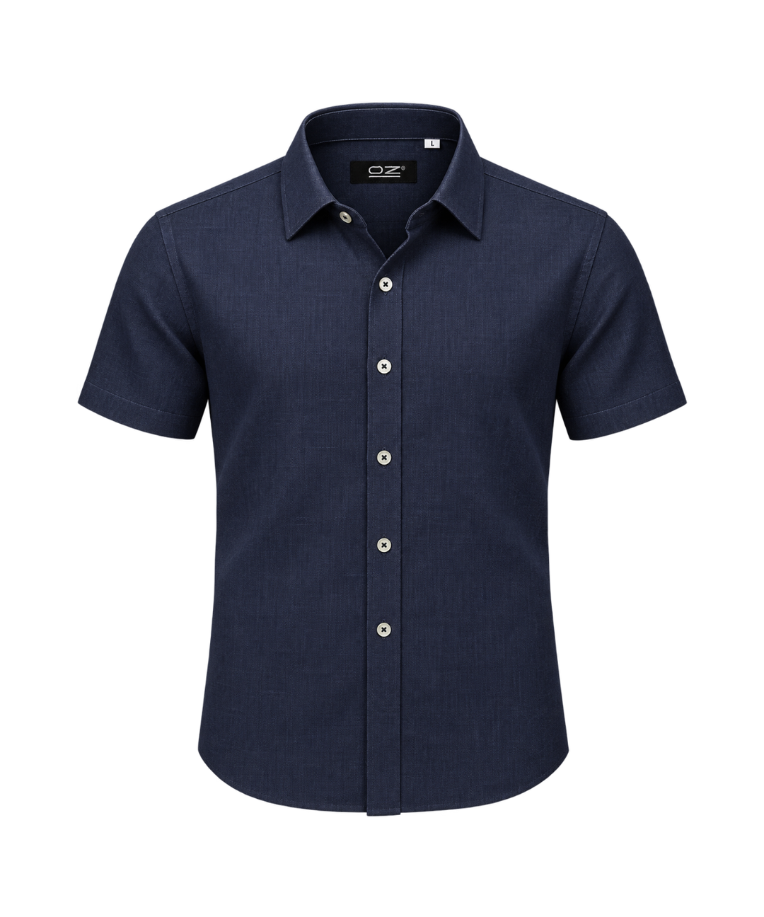 Camisa Lino Manga Corta azul  navy