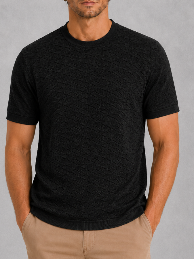 Camiseta Textura Gofrada  Negro