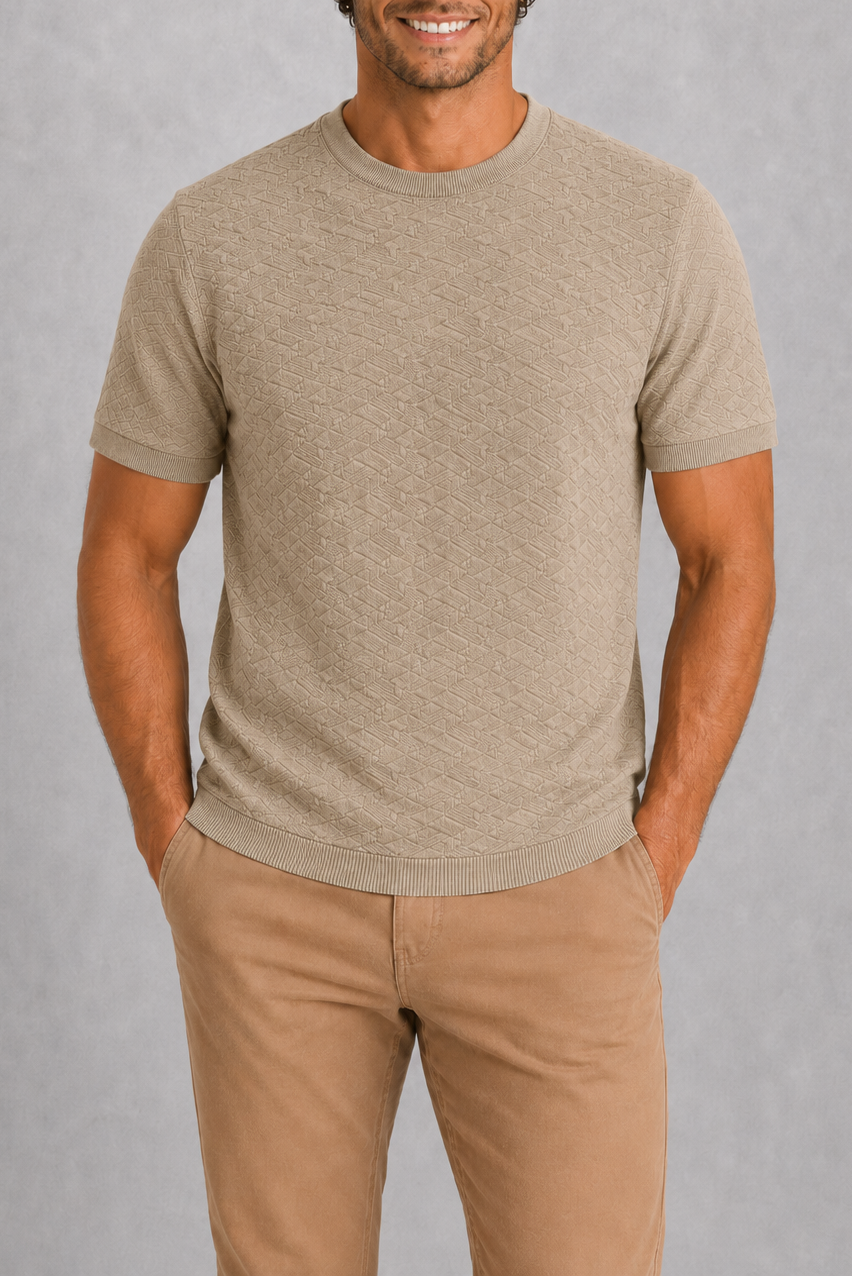 Camiseta Textura Gofrada  Caqui