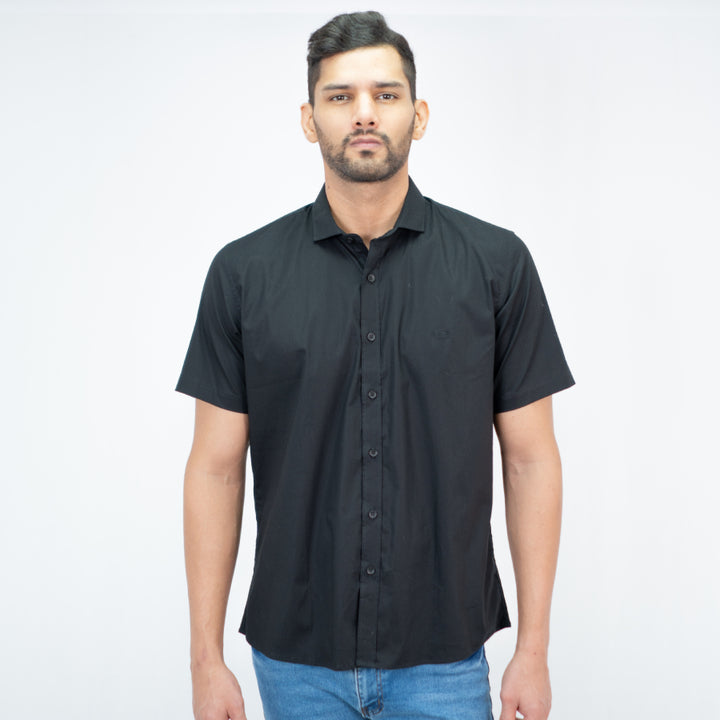Camisa Manga Corta Color Negro - Ref 240203