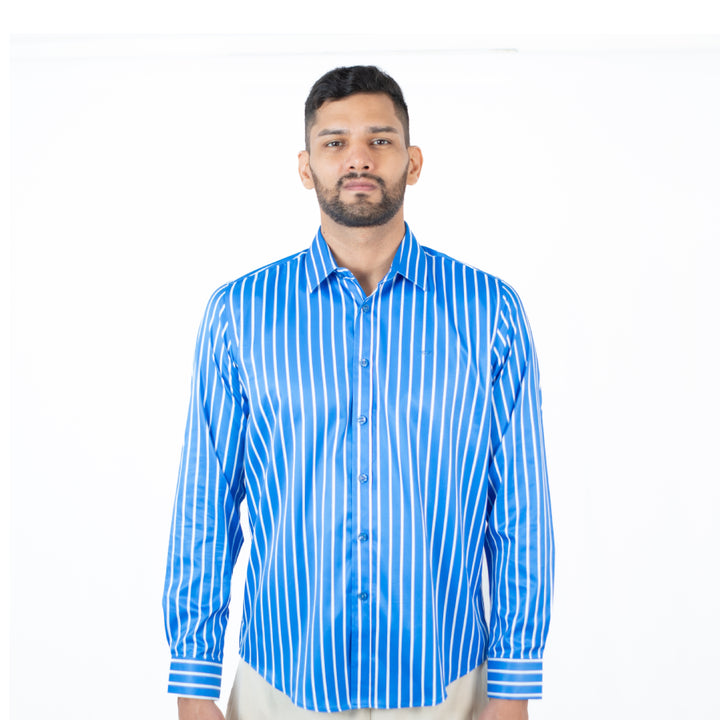 Camisa Rayas ML Color Azul Rey - Ref 240106