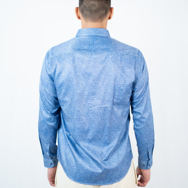 Camisa Estampada ML Color Navy - Ref 240110