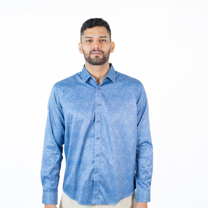 Camisa Estampada ML Color Navy - Ref 240110