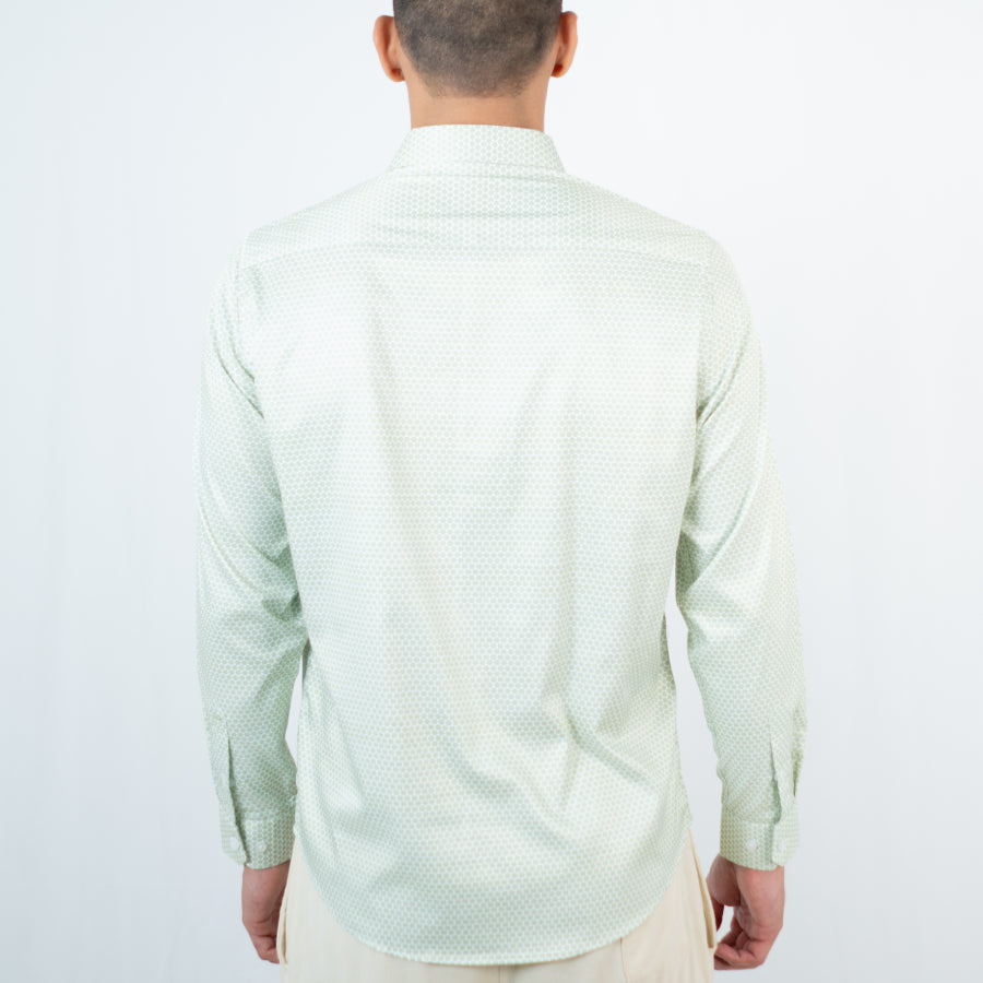 Camisa De Vestir Color Verde Camisa Estampada ML Color Verde Ref