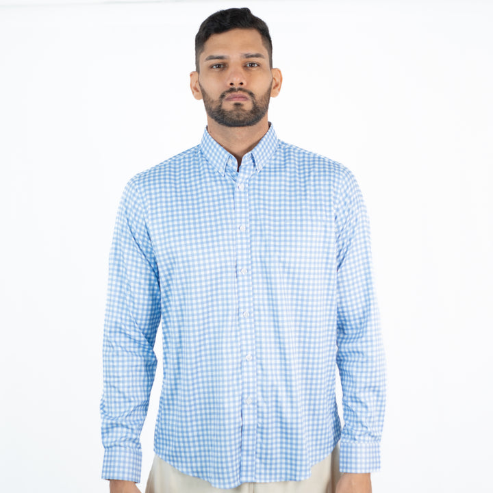Camisa Cuadros ML Color Azul - Ref 240121