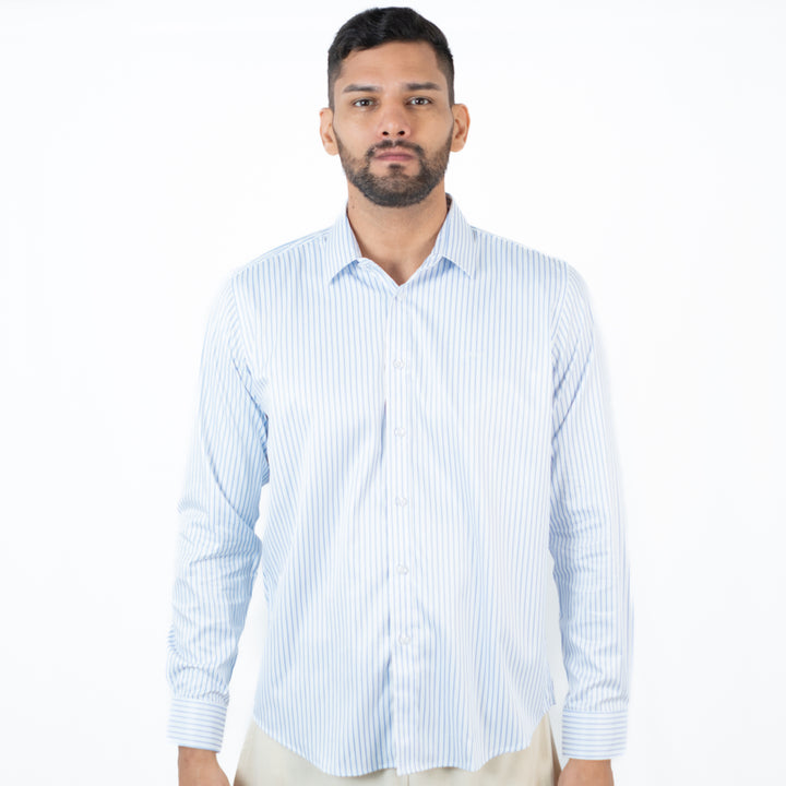 Camisa Rayas ML Color Blanco - Ref 240115