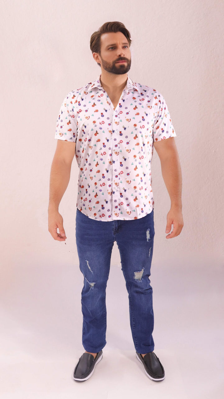 CAMISA ESTAMPADA MC BLANCO - Ref: 240102