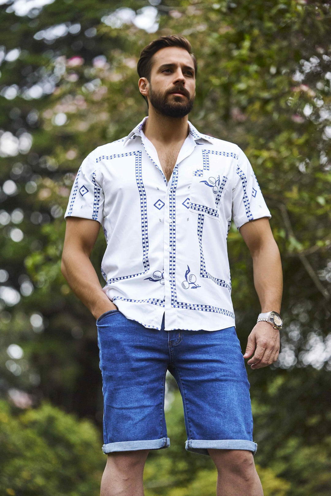 CAMISA ESTAMPADA ML BLANCO - Ref: 240123