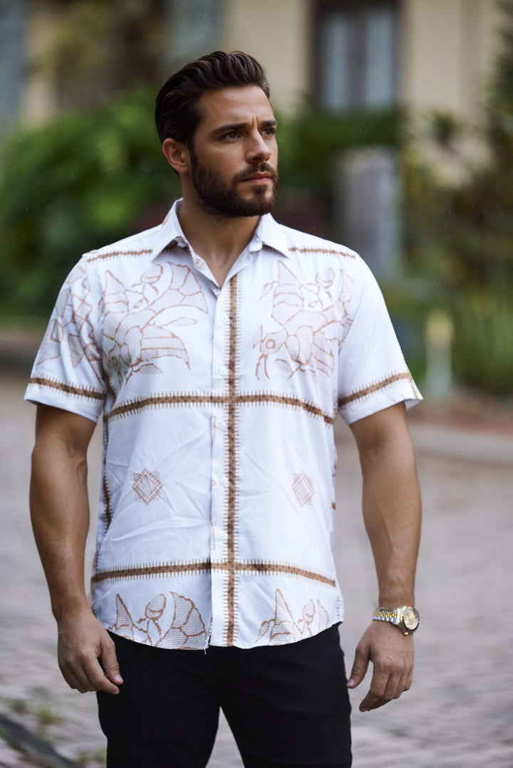 CAMISA ESTAMPADA ML BLANCO - Ref: 240122