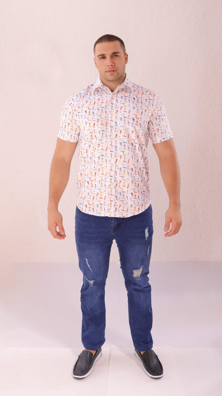 CAMISA ESTAMPADA MC BLANCO - Ref: 240103