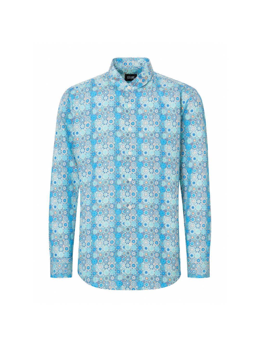 Camisa Manga Larga para Hombre con Estampado Mandalas y Rosetones Turquesa