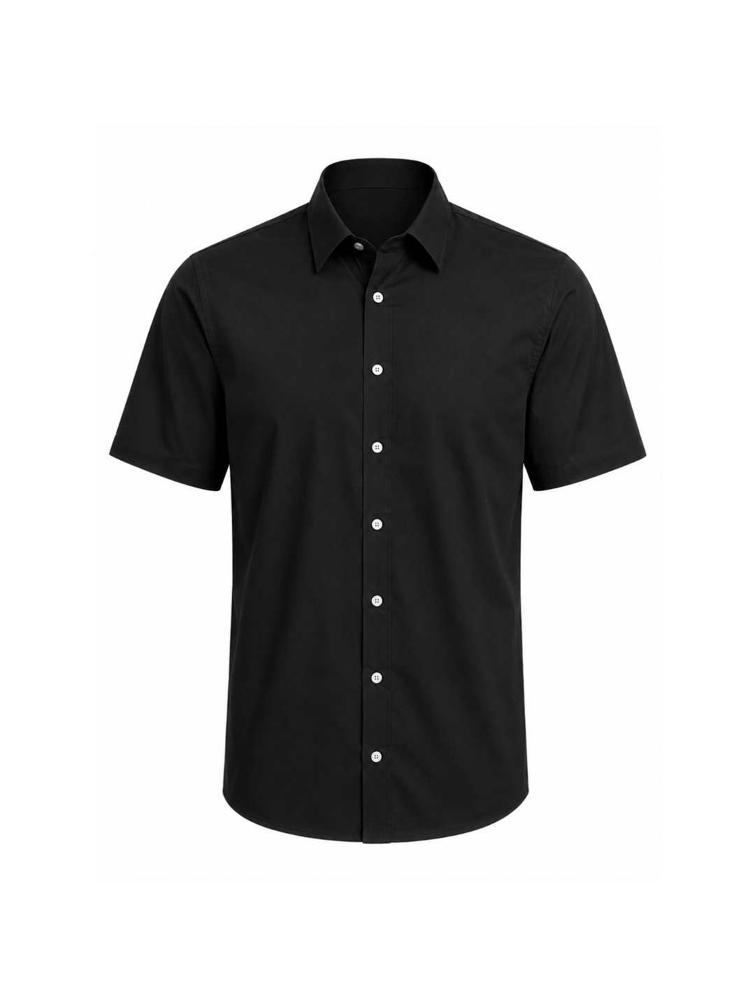 Camisa Manga Corta para Hombre en Popelina Negro
