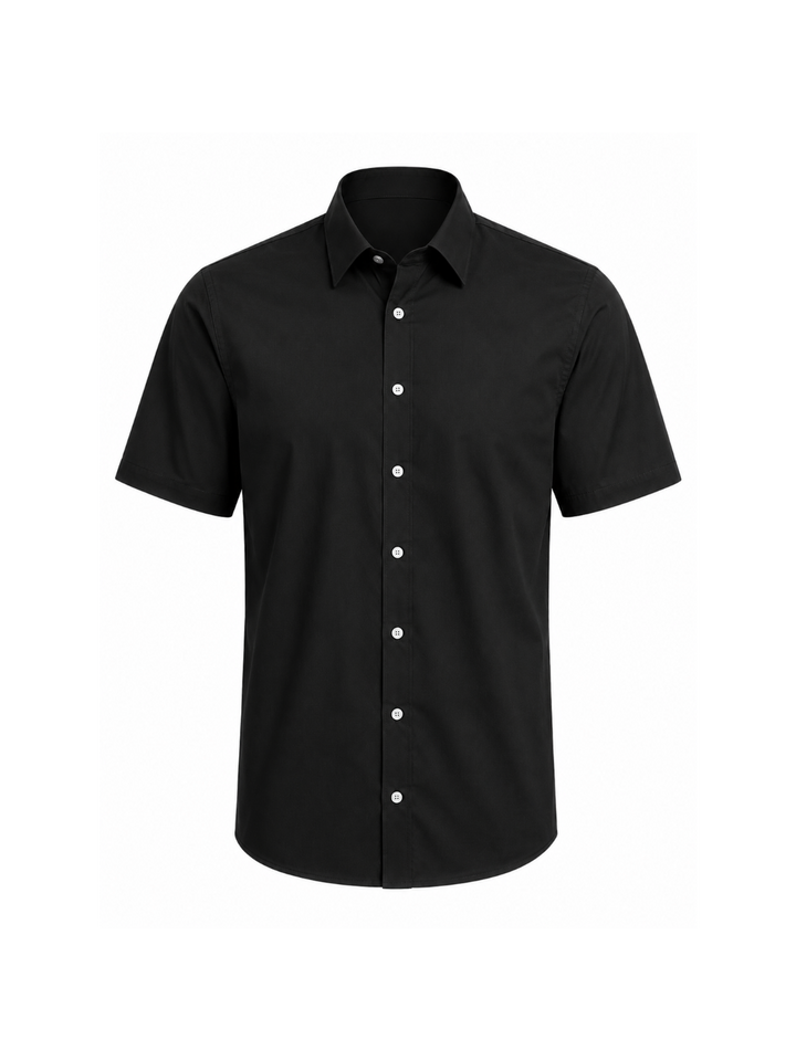 Camisa Manga Corta para Hombre en Popelina Negro