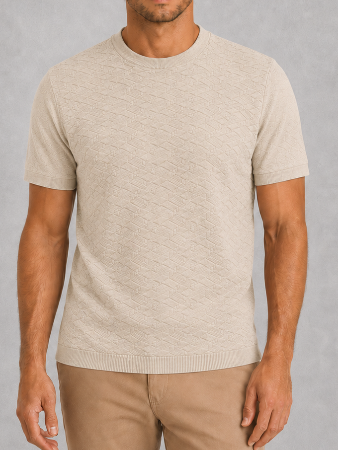 Camiseta Textura Gofrada  Crema